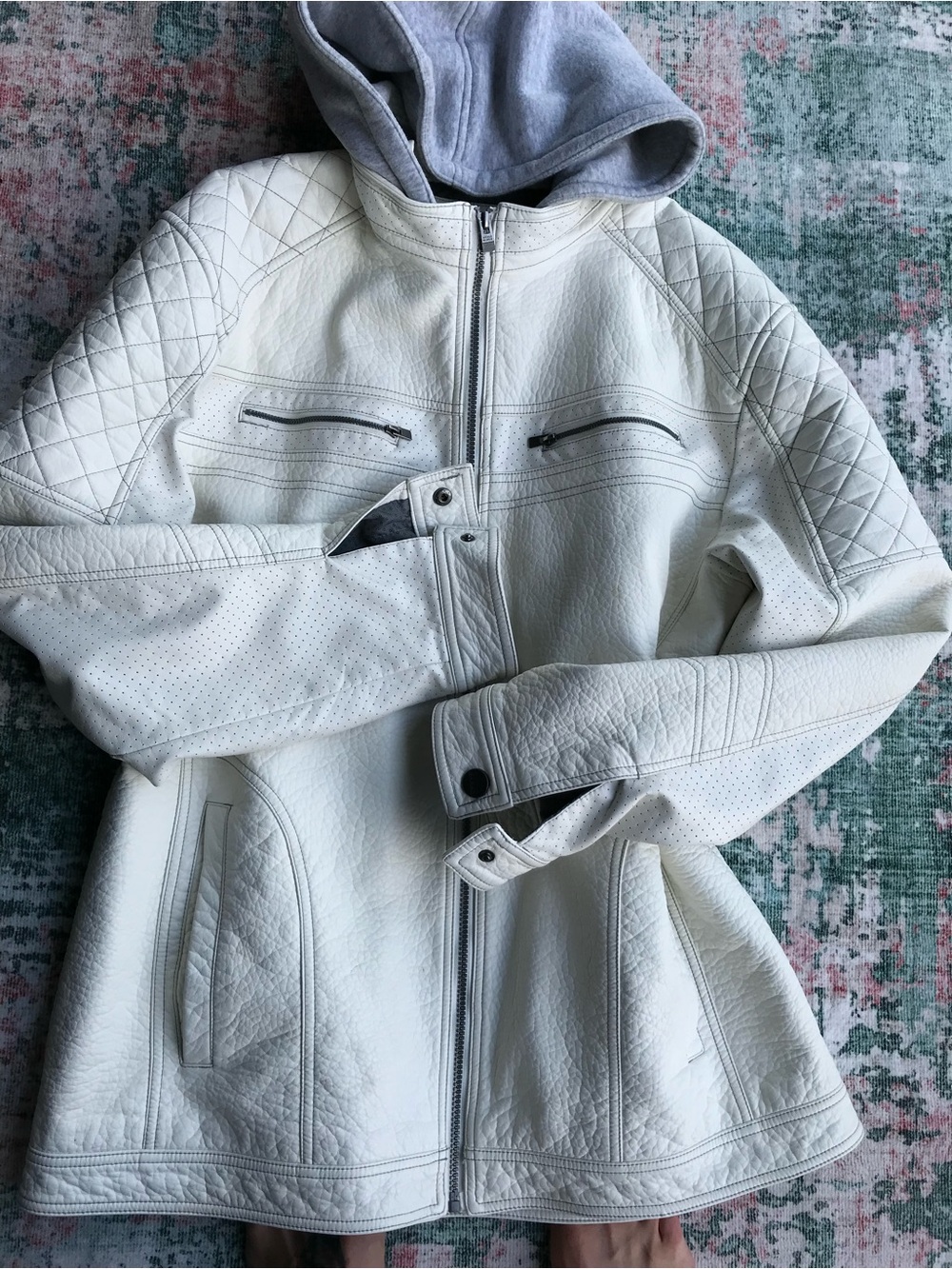 Buckle Black- White Quilted Leather Jacket